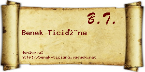 Benek Ticiána névjegykártya